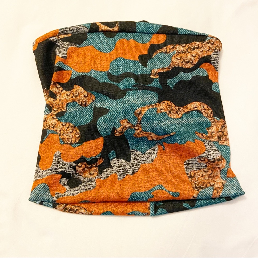 Green and orange neck gator infinity scarf
